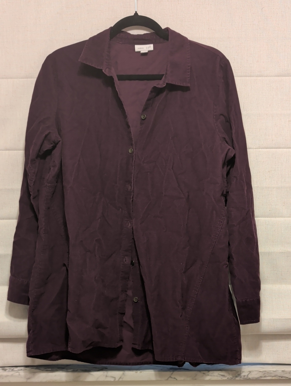 Dark Plum Corduroy Button-Down Shirt